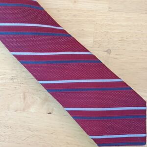 Ike Behar Burgundy and Blue Striped Tie